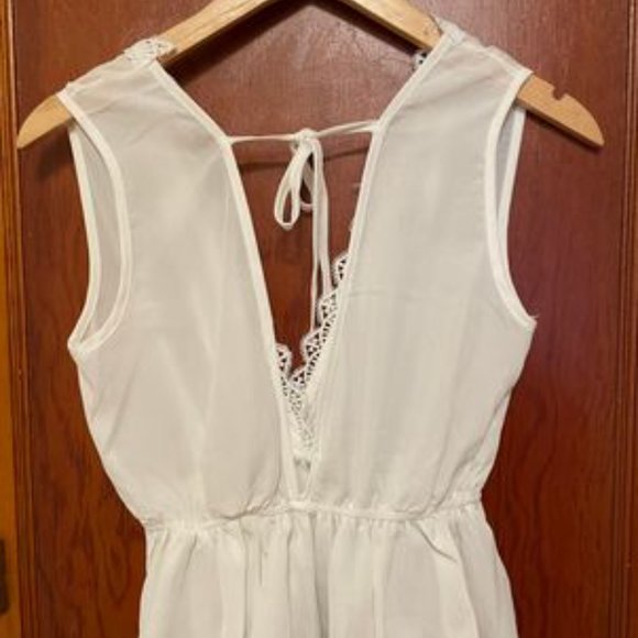 NWOT Shein White Lace Panel Peplum Tank Top - Picture 5 of 5
